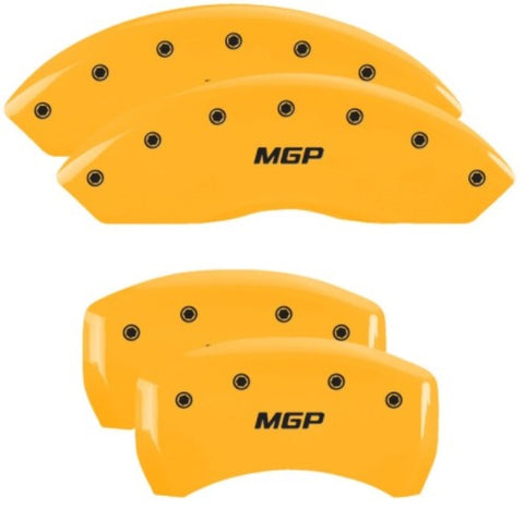 MGP 4 Caliper Covers Engraved Front & Rear MGP Yellow Finish Black Char 2019 Chevrolet Blazer - 14255SMGPYL