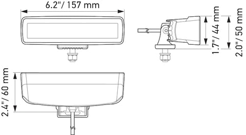 Hella Universal Black Magic 6 L.E.D. Mini Light Bar - Flood Beam - 358176201
