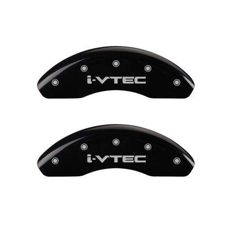 MGP 4 Caliper Covers Engraved Front & Rear I-Vtec Black Finish Silver Char 2010 Honda Civic - 20223SIVTBK