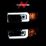 ANZO 2015-2016 Chevrolet Silverado Projector Headlights w/ Plank Style Design Chrome w/ Amber - 111360