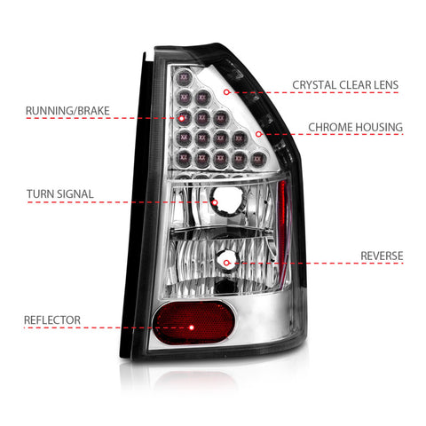 ANZO 2005-2008 Dodge Magnum LED Taillights Chrome - 321016
