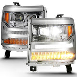 ANZO 16-18 Chevrolet Silverado 1500 LED Projector Headlights w/Plank Style Switchback Chrome w/Amber - 111421