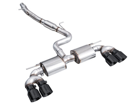 AWE Tuning MK8 Volkswagen Golf R 3in Touring Edition Quad Exhaust - Diamond Black Tips - 3015-43658