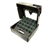 NRG 500 Series M12 X 1.5 Bullet Shape Steel Lug Nut Set - 21 Pc w/Lock Key - Neochrome - LN-LS500MC-21