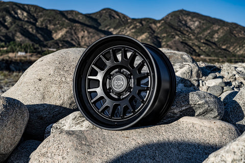 ICON Anza 17x8.5 5x5 -6mm Offset 4.5in BS 71.5mm Hub Bore Satin Black Wheel - 8217857345SB