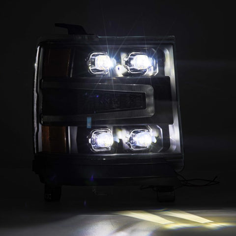 AlphaRex 16-18 Chevy 1500HD NOVA-Series LED Proj Headlights BK w/Actv Lgt/SeqSig & DRL (Req 810023) - 880237