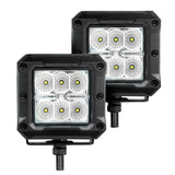Go Rhino Xplor Bright Series Cube LED Flood Light Kit (Surface/Threaded Stud Mount) 3x3 - Blk (Pair) - 751803023FCS