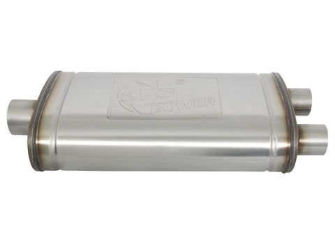 aFe MACHForce XP SS Muffler 3in Center Inlet / 2.5in Dual Outlets 22in L x 11in W x 6in H Body - 49M00014