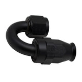 DeatschWerks 8AN Female Swivel 180-Degree Hose End PTFE (Incl Olive Insert) - Anodized Matte Black - 6-02-0857-B