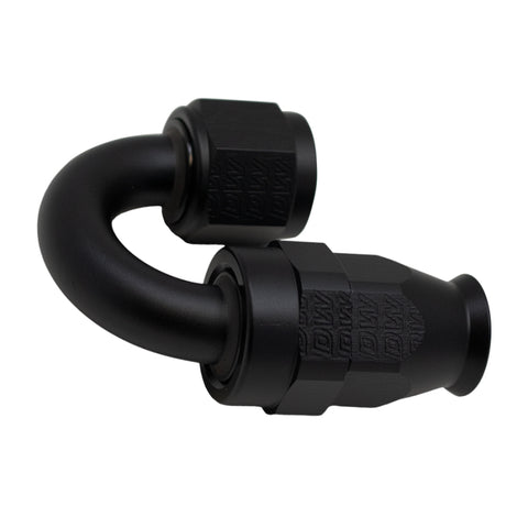 DeatschWerks 8AN Female Swivel 180-Degree Hose End PTFE (Incl Olive Insert) - Anodized Matte Black - 6-02-0857-B