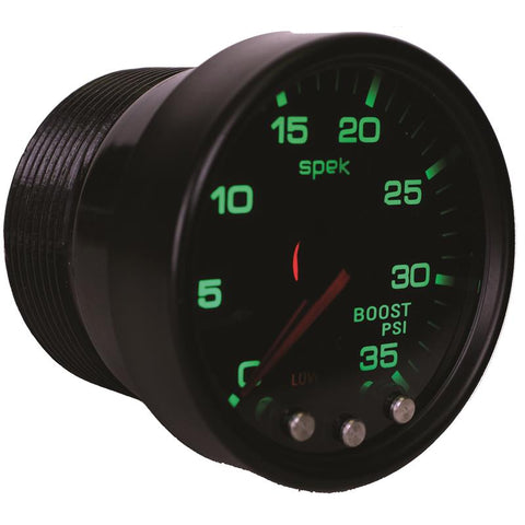 Autometer Spek-Pro Gauge Boost 2 1/16in 35psi Stepper Motor W/Peak & Warn Blacksmoke//Black - P30352