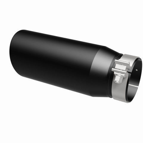 MagnaFlow Tip Stainless Black Coated Single Double Round Single Outlet 5in Dia 4in Inlet 13in L - 35240