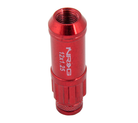 NRG 700 Series M12 X 1.25 Steel Lug Nut w/Dust Cap Cover Set 21 Pc w/Locks & Lock Socket - Red - LN-LS710RD-21