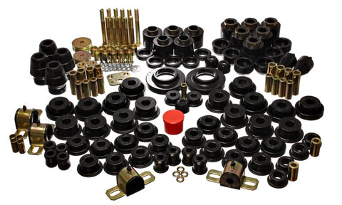 Energy Suspension 97-06 Jeep Wrangler TJ (w/ 1in Body Lift Kit) Black Hyper-Flex Master Bushing Set - 2.18106G