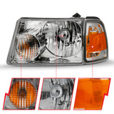 ANZO 2001-2011 Ford Ranger Crystal Headlight Chrome w/Corner Lights (OE Replacement) - 111484