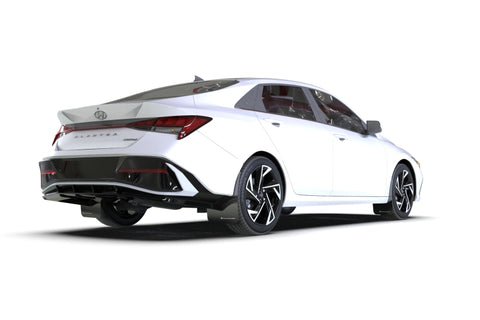 Rally Armor 24-26 Hyundai Elantra Black Mud Flap White Logo - MF119-UR-BLK-WH