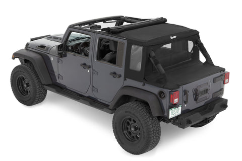 Bestop 07-18 Jeep Wrangler JK 4-Door Halftop Soft Top (Black Diamond) - 53901-35