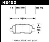 Hawk HPS Street Brake Pads - HB450F.555