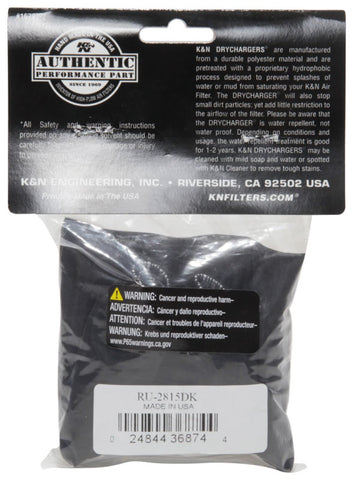 K&N Drycharger Air Filter Wrap RU-2815 Black - RU-2815DK