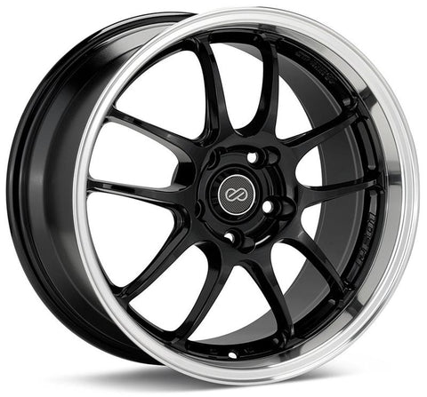 Enkei PF01SS 17x8 5x114.3 50mm Offset 75mm Bore Diameter Gloss Black w/ Machined Lip - 460-780-6550BKM
