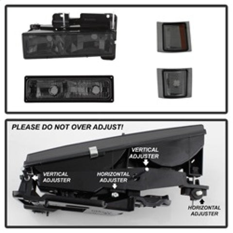 xTune Chevy Suburban 94-98 Headlights w/ Corner & Parking Lights 8pcs Smoked HD-JH-CCK88-AM-SM-SET - 5072238