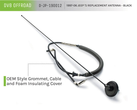 DV8 Offroad 1997-06 Jeep TJ Replacement Antenna Black - D-JP-190012