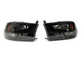 Raxiom 09-18 Dodge RAM 1500 Axial Series Euro Style Headlights w/ Dual Bulb Blk Housing (Clear Lens) - R118016