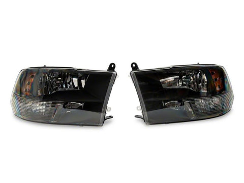 Raxiom 09-18 Dodge RAM 1500 Axial Series Euro Style Headlights w/ Dual Bulb Blk Housing (Clear Lens) - R118016