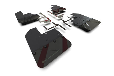 Rally Armor 19-23 Jeep JT Gladiator Mojave/Rubicon Black Mud Flap w/ Army Green Logo - MF104-BLK-AGN