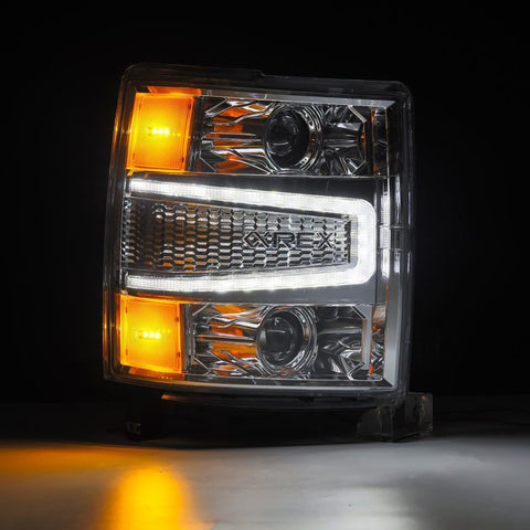AlphaRex 04-15 Chevy 1500HD LUXX LED Proj Headlights Chrome w/Seq Activation Light / Seq Signal - 880243
