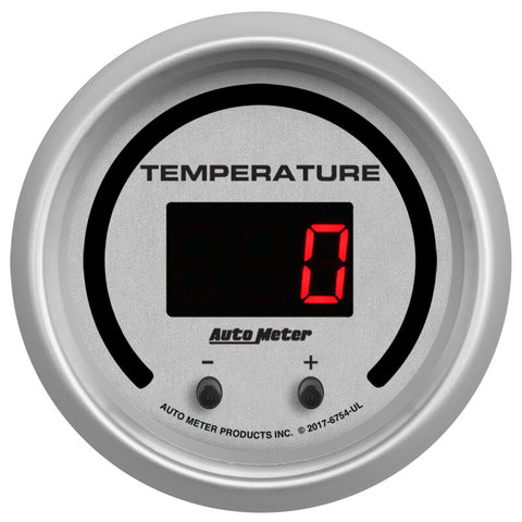 Autometer 52.4mm Silver Switchable 60-340 Degrees F/40-170 Degrees C Ultra-Lite Elite Digital Gauge - 6754-UL
