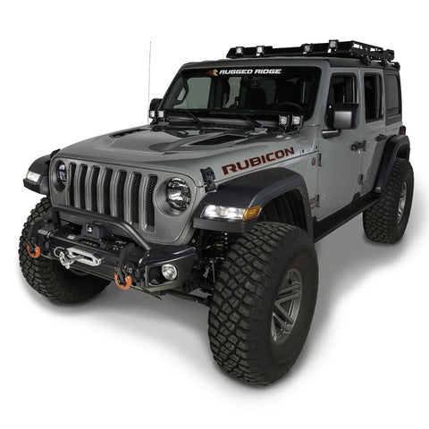 Rugged Ridge Arcus Front Bumper Tube Overrider Black 18-20 Jeep Wrangler JL - 11549.03