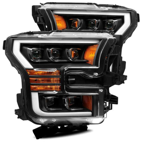 AlphaRex 17-20 Ford Raptor NOVA LED Proj Headlights Plank Style Matte Black w/Activ Light/Seq Signal - 880152