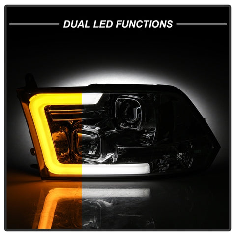 Spyder 09-16 Dodge Ram 1500 Ver 2 Proj Headlight - Light Bar Turn Signal - Chro - PRO-YD-DR09V2-SB-C - 5086259