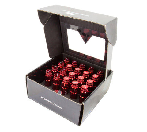 NRG 700 Series M12 X 1.25 Steel Lug Nut w/Dust Cap Cover Set 21 Pc w/Locks & Lock Socket - Red - LN-LS710RD-21