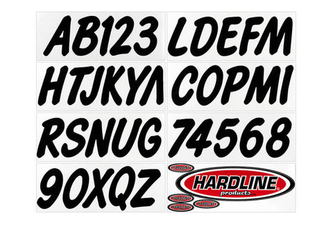 Hardline Boat Lettering Registration Kit 3 in. - 400 Black Solid - BLK400EC