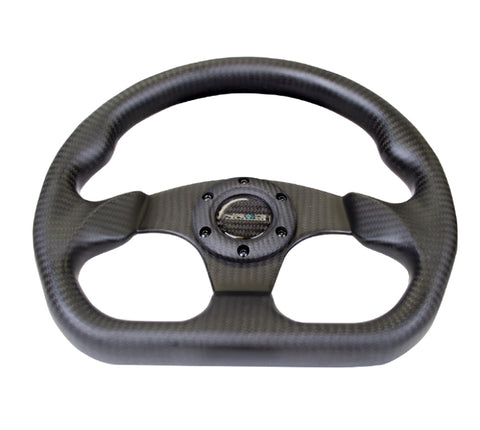 NRG Carbon Fiber Steering Wheel (320mm) Flat Bottom Matte Black Carbon - ST-009CF/MB