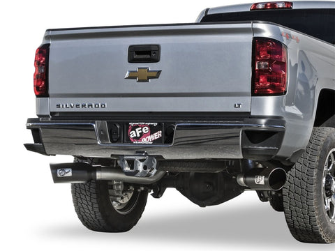 aFe LARGE Bore HD 4in Dual DPF-Back SS Exhaust w/Black Tip 16-17 GM Diesel Truck V8-6.6L (td) LML - 49-44080-B