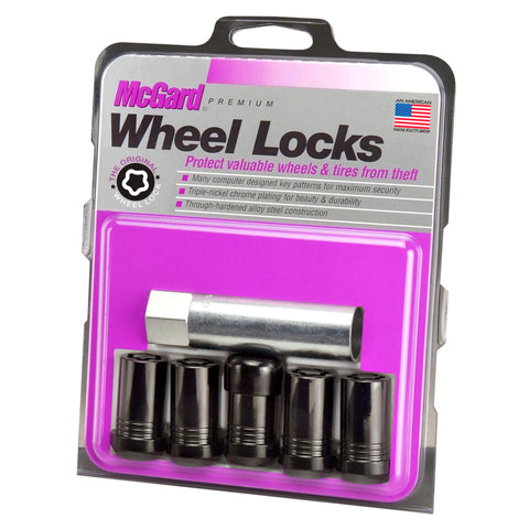 McGard Wheel Lock Nut Set - 5pk. (Cone Seat Tuner) M14X1.5 / 22mm Hex / 1.648in OAL - Black - 25515BK