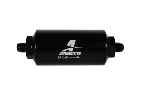 Aeromotive In-Line Filter - (AN-6 Male) 10 Micron Fabric Element Bright Dip Black Finish - 12347