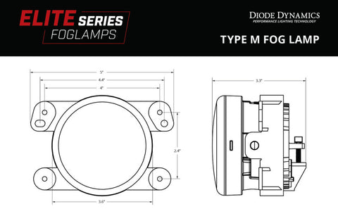 Diode Dynamics Elite Series Type M Fog Lamps - Yellow (Pair) - DD5131P