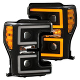 ANZO LED Headlights 17-18 Ford F-250 Super Duty Plank-Style L.E.D. Headlight Black (Pair) - 111388