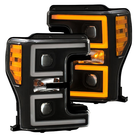 ANZO LED Headlights 17-18 Ford F-250 Super Duty Plank-Style L.E.D. Headlight Black (Pair) - 111388