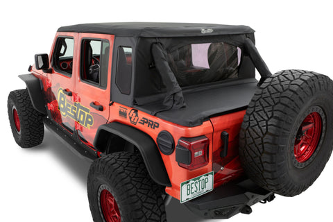 Bestop 18-23 Jeep Wrangler JL 4-Door Halftop Conversion Kit (Premium Black Twill) - 80100-17