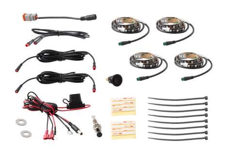 Diode Dynamics RGBW Engine Bay Strip Kit 4pc Multicolor - DD0444