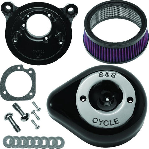 S&S Cycle 08-17 Touring/16-17 Softails Models Stealth Air Cleaner Kit w/ Black Teardrop Cover - 170-0523