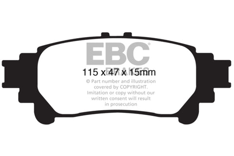 EBC 10+ Lexus RX350 3.5 (Japan) Extra Duty Rear Brake Pads - ED91850