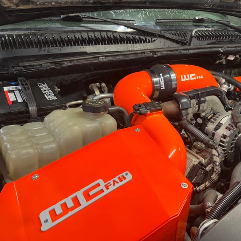 Wehrli 2004.5-2005 Chevrolet LLY Duramax 4in Intake Kit with Air Box Stage 2 - Chevy Orange - WCF100301-CRO