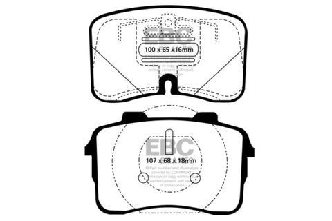 EBC 90-92 Audi V8 3.6 (UFO Rotors) Yellowstuff Front Brake Pads - DP4883R