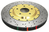 DBA 97-04 Corvette C5/C6 Front Drilled & Slotted 5000 Series 2 Piece Rotor Assembled w/ Gold Hat - 52994GLDXS